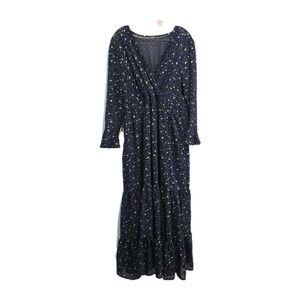 Chicwish Glory‎ Of Love Star Printed Women's Size XL Maxi Dress Navy Blue Gold